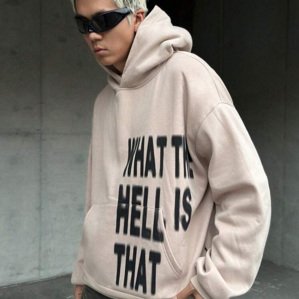 Men's Beige Graphic Hoodie